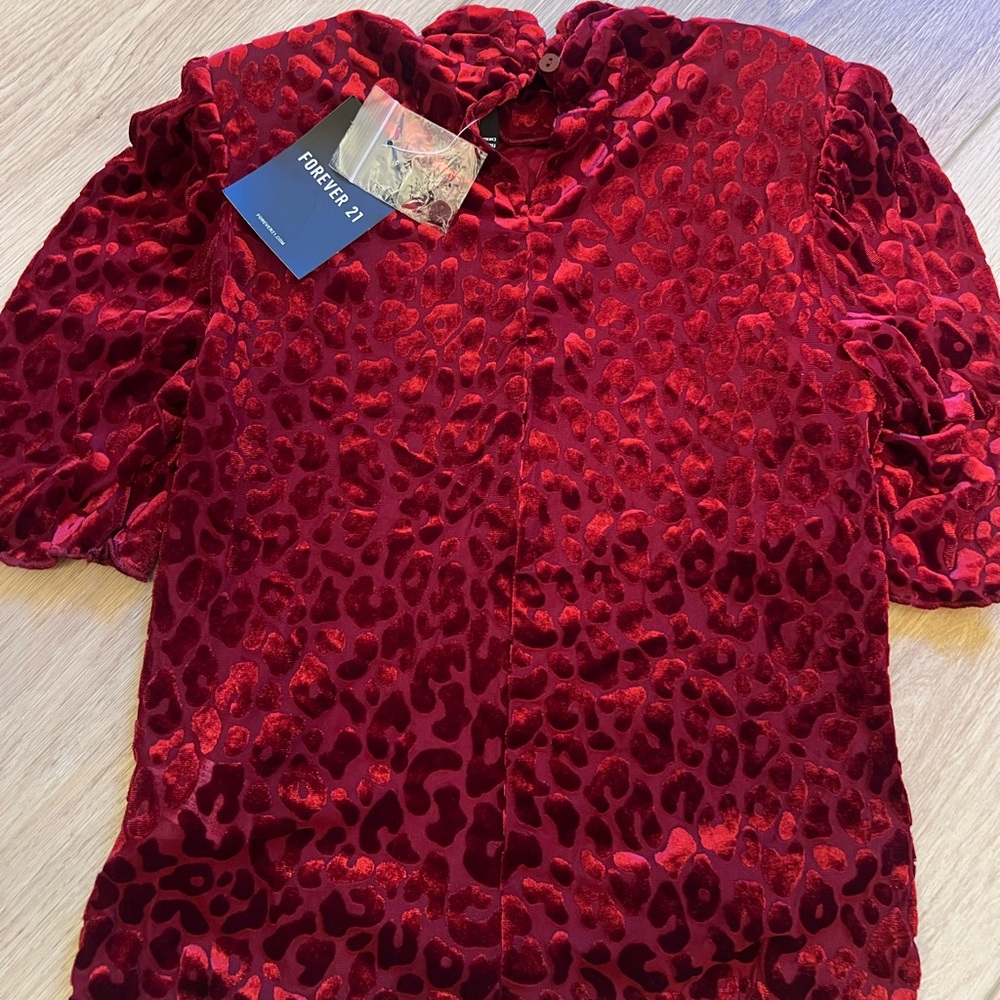 Forever 21 Red Velvet Animal Print Top